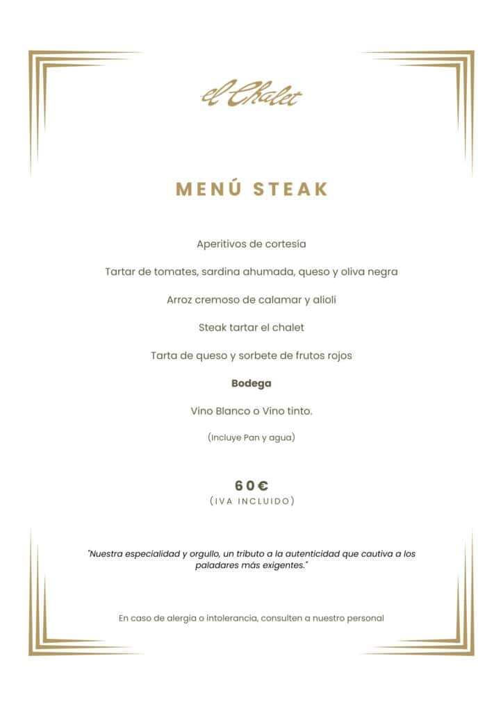 Menú Steak