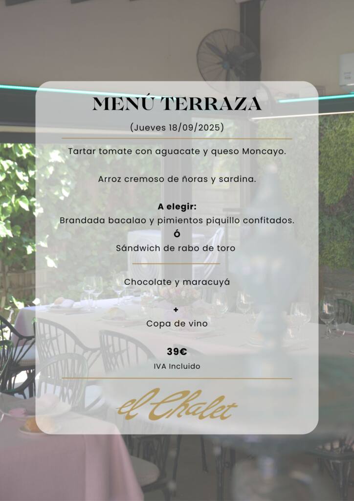 MENÚ Terraza El Chalet